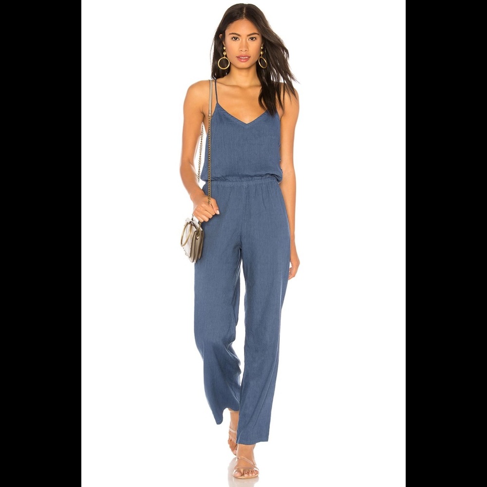 Monrow Sleeveless Jumpsuit in Jean Blue